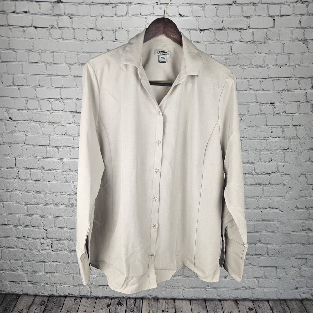 Edwards Men's Longsleeve Button-up‎ Lightweight Uniform Beige Shirt Sz Large